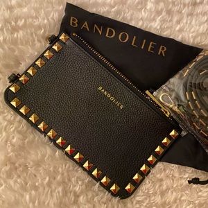 Bandolier Sarah Pyramid Black Leather Stud Pouch w/ Strap